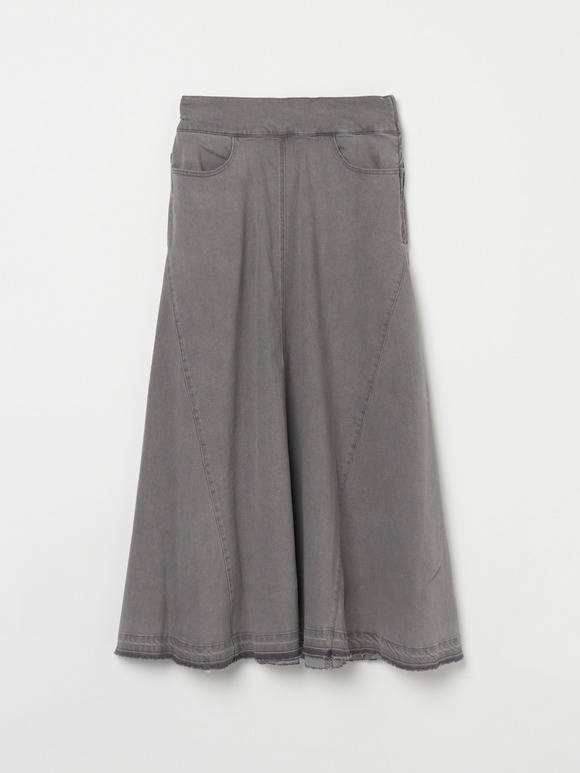 Denim volume flair skirt