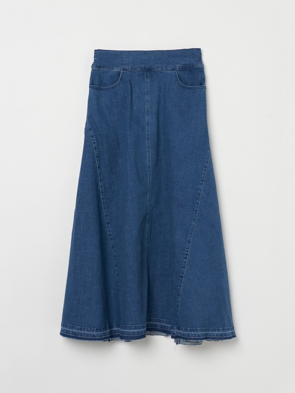 Denim volume flair skirt