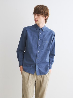 Men's piece dyed pinstripe l/s shirts 詳細画像