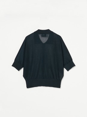 Shiny sheer sweater button polo cardigan 詳細画像