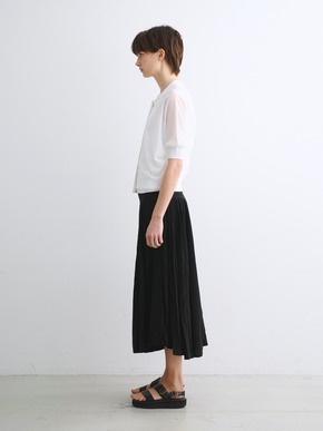 Shiny sheer sweater button polo cardigan 詳細画像