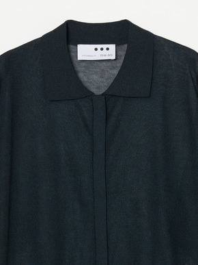 Shiny sheer sweater button polo cardigan 詳細画像