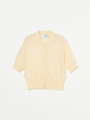 Shiny sheer sweater button polo cardigan 詳細画像