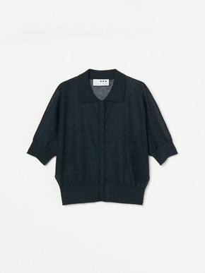 Shiny sheer sweater button polo cardigan 詳細画像