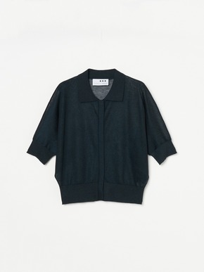 Sihny sheer sweater button polo 詳細画像