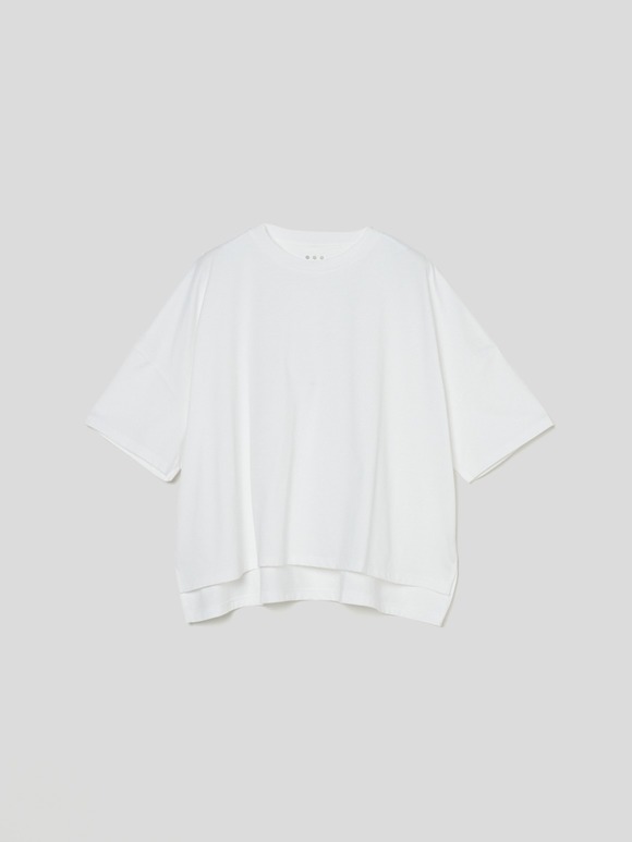 Powdery cotton half slv wide tee