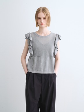 Shimmer sweater  ruffle top 詳細画像