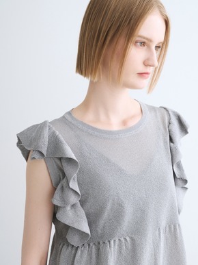 Shimmer sweater  ruffle top 詳細画像