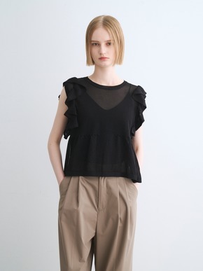 Shimmer sweater  ruffle top 詳細画像