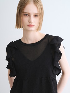 Shimmer sweater  ruffle top 詳細画像