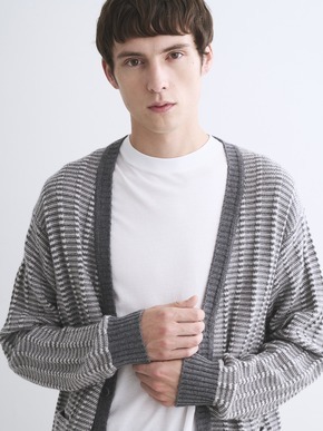 Men's wool cashmere v-neck cardigan 詳細画像