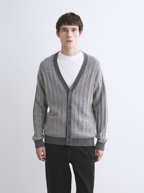 Men's wool cashmere v-neck cardigan 詳細画像