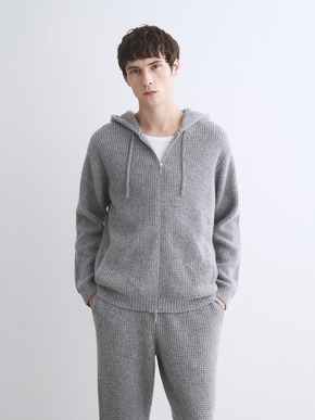 Men's cashmere zip up parka 詳細画像