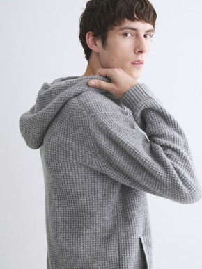 Men's cashmere zip up parka 詳細画像