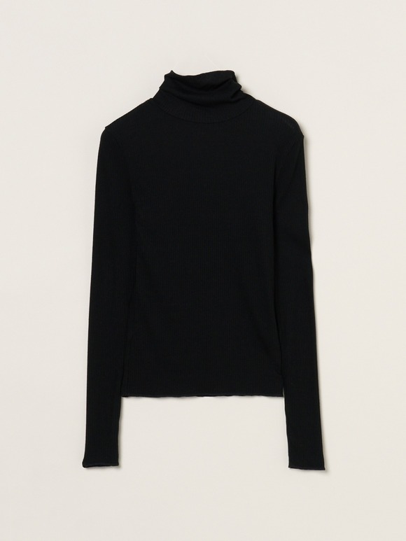 Silk cashmere tee turtle neck
