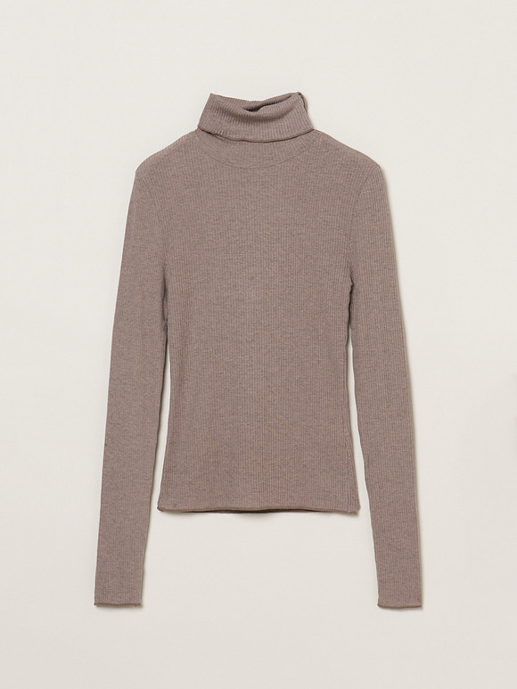 Silk cashmere tee turtle neck