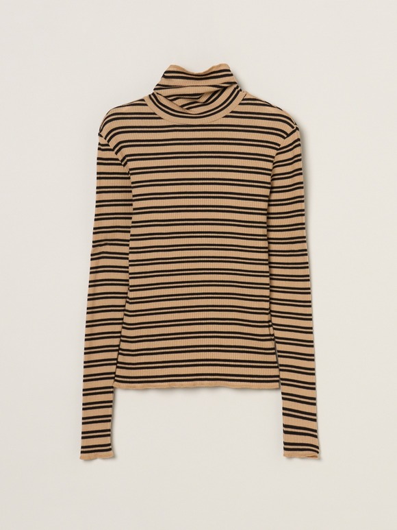 Silk cashmere tee turtle neck