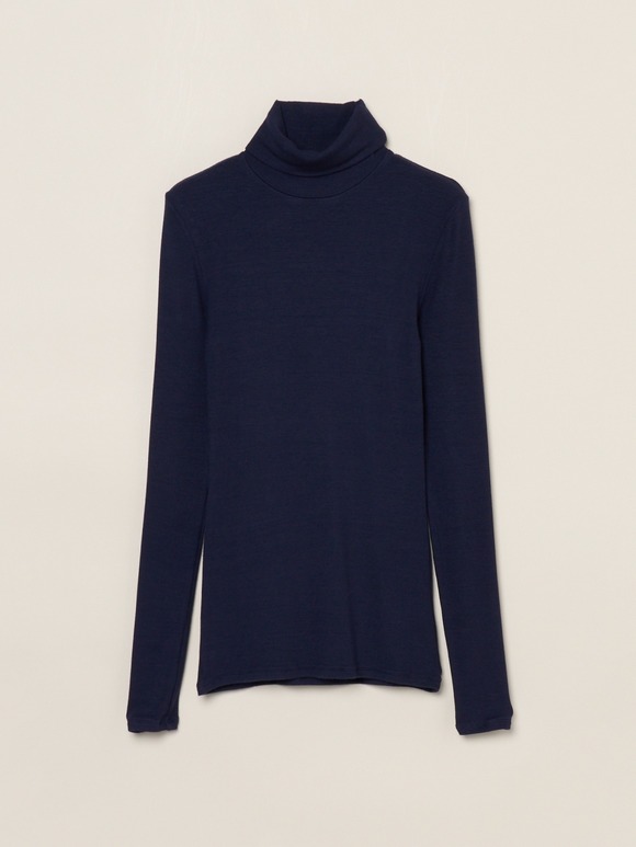 Rayon knit rib jersey turtle neck
