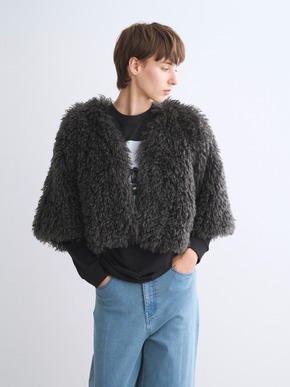 Wavy fur half sleeve jacket 詳細画像