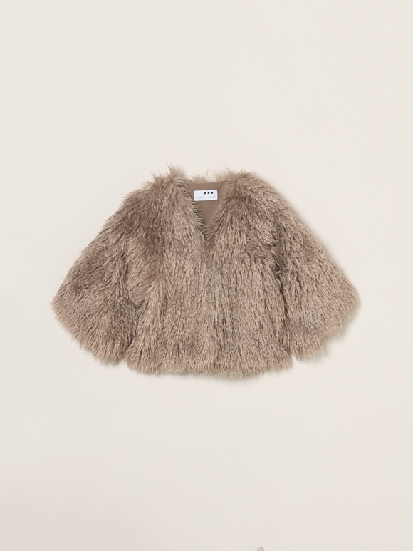 Wavy fur half sleeve jacket