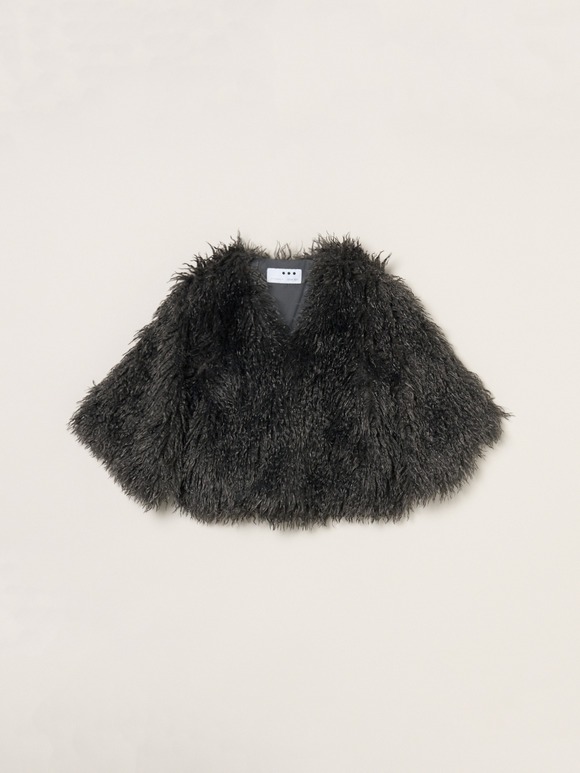 Wavy fur half sleeve jacket