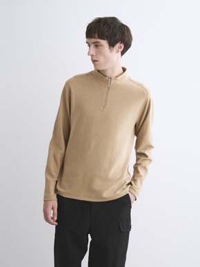 Men's compact pile half zip l/sT 詳細画像