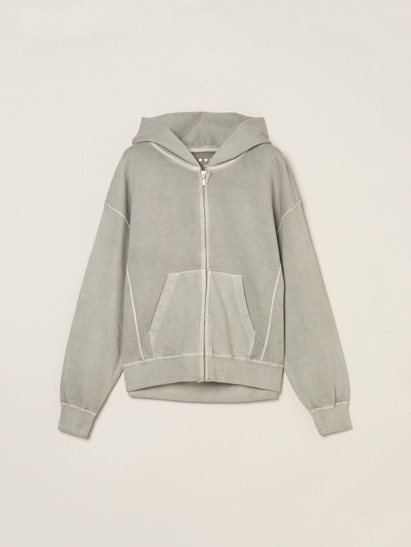 Pigment dyed sweat zip up hoody