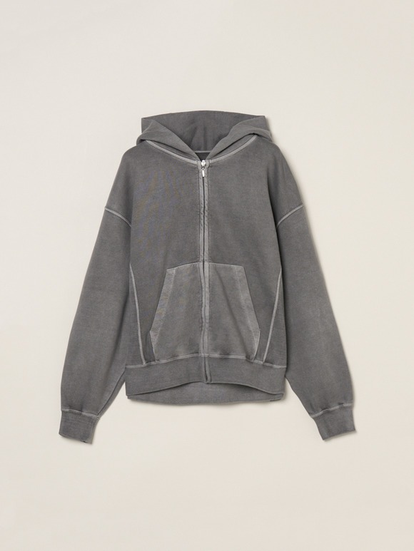Pigment dyed sweat zip up hoody