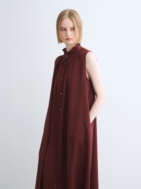 Silky twill gather dress 詳細画像