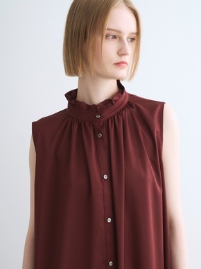 Silky twill gather dress 詳細画像