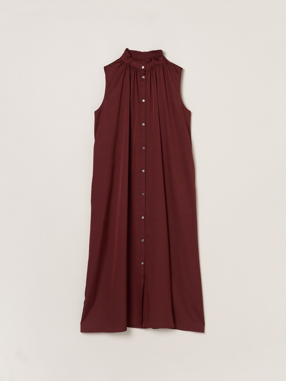 Silky twill gather dress