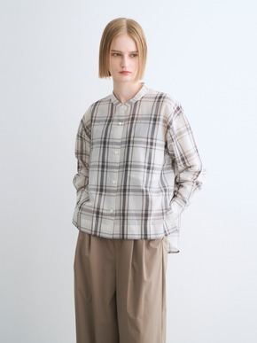 Sheer cotton band collar shirt 詳細画像