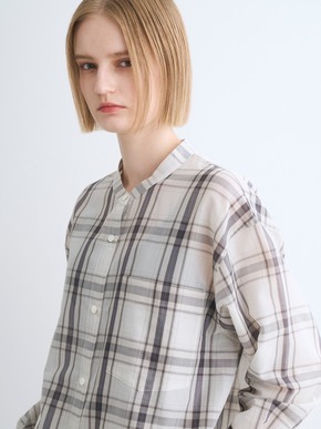Sheer cotton band collar shirt 詳細画像