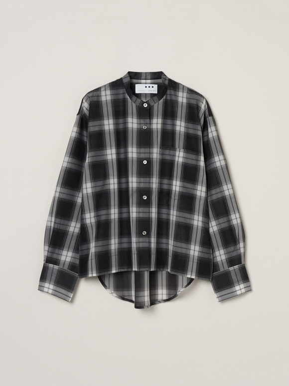 Sheer cotton band collar shirt