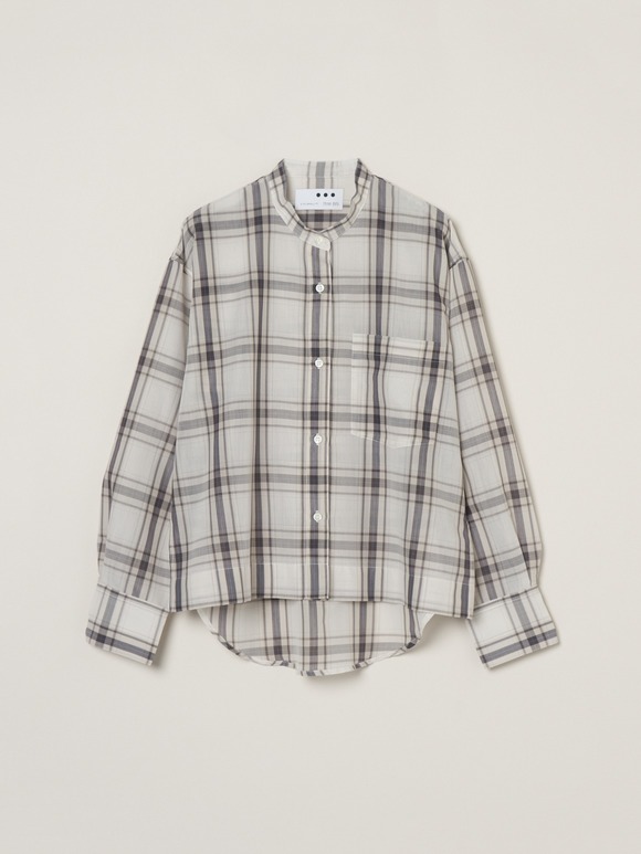Sheer cotton band collar shirt