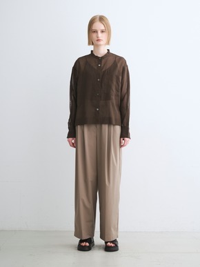 Sheer cotton band collar shirt 詳細画像