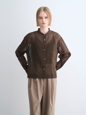 Sheer cotton band collar shirt 詳細画像
