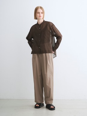 Sheer cotton band collar shirt 詳細画像