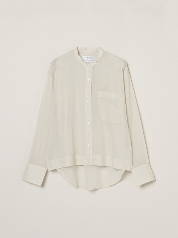 Sheer cotton band collar shirt