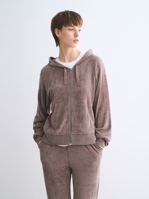 Velour sweater zip up hoody 詳細画像