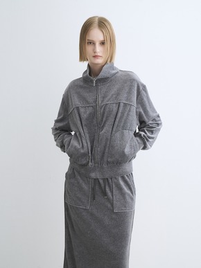 Cotton velour  zip up brouson 詳細画像