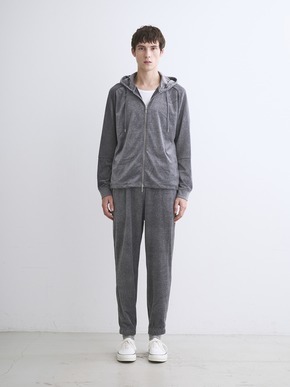 Men's cotton velour zip-up parka 詳細画像