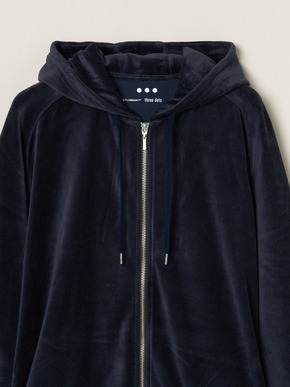 Men's cotton velour zip-up parka 詳細画像