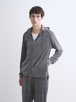 Men's cotton velour zip-up parka 詳細画像