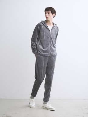 Men's cotton velour zip-up parka 詳細画像
