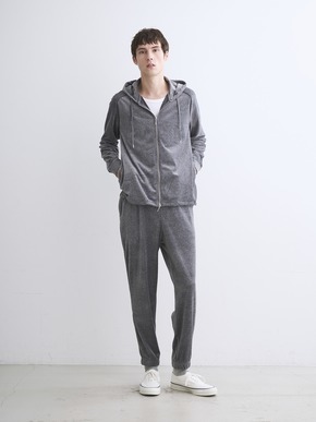 Men's cotton velour zip-up parka 詳細画像