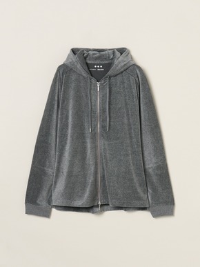 Men's cotton velour zip-up parka 詳細画像