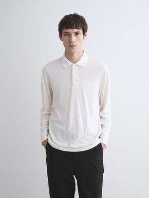 Men's cotton wool l/s polo shirt 詳細画像