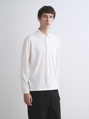 Men's cotton wool l/s polo shirt 詳細画像