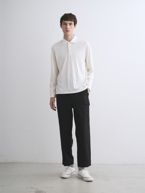 Men's cotton wool l/s polo shirt 詳細画像